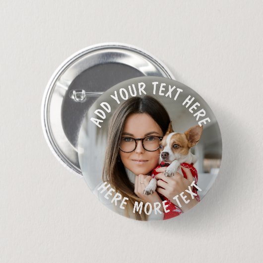 Aangepaste foto en tekst of naam ronde button 5,7 cm (Voorkant /achterkant)