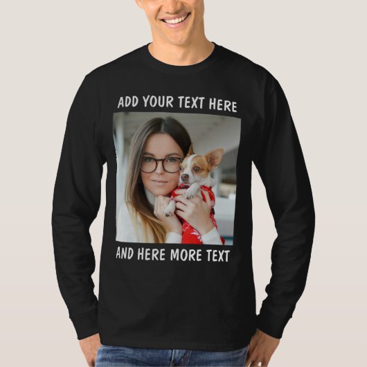 Aangepaste foto en tekst of naam t-shirt (Voorkant)