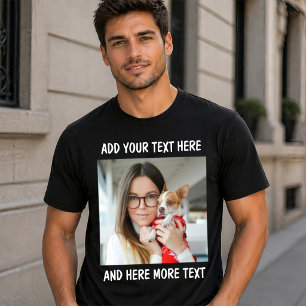 Aangepaste foto en tekst of naam t-shirt