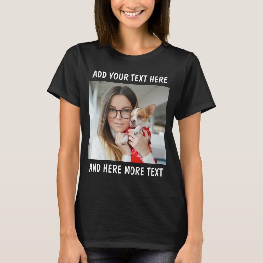 Aangepaste foto en tekst of naam t-shirt (Voorkant)