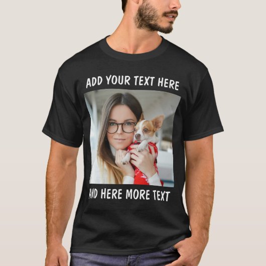 Aangepaste foto en tekst of naam t-shirt (Voorkant)