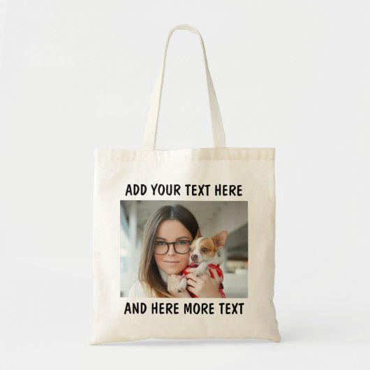 Aangepaste foto en tekst of naam tote bag (Voorkant)