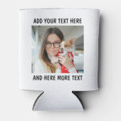 Aangepaste foto en tekst of naam witte frisdrank blikjeskoeler (Voorkant)