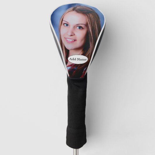 Aangepaste foto en tekst op maat golfheadcover (Voorkant)