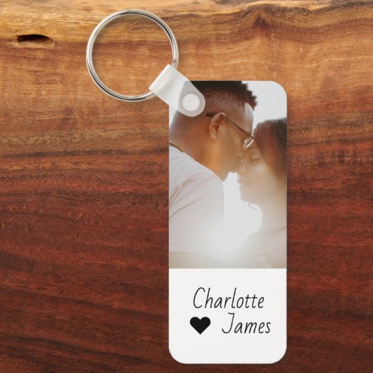 Aangepaste foto en tekst op maat sleutelhanger (Voorkant)