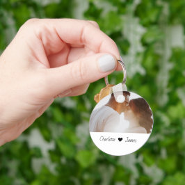 Aangepaste foto en tekst op maat sleutelhanger