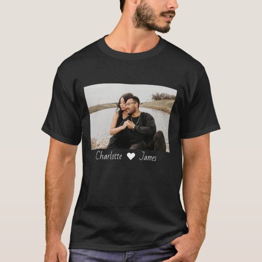 Aangepaste foto en tekst op maat t-shirt (Voorkant)