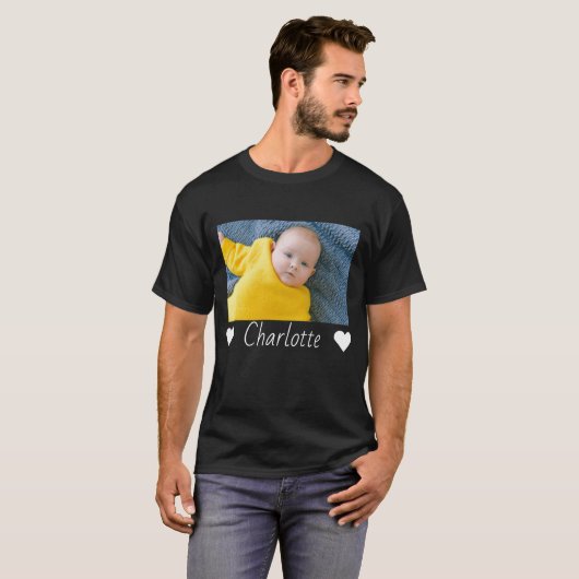 Aangepaste foto en tekst op maat t-shirt (Voorkant volledig)
