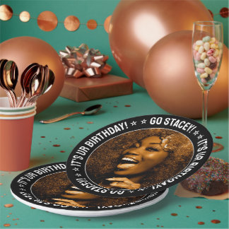 Aangepaste foto en tekst op maat van Birthday Part Papieren Bordje