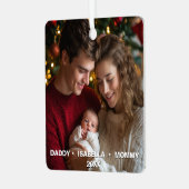 Aangepaste foto en tekst paar met nieuwe baby metalen ornament (Voorkant links)