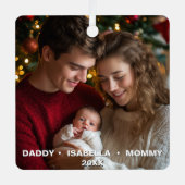 Aangepaste foto en tekst paar met nieuwe baby metalen ornament (Voorkant)