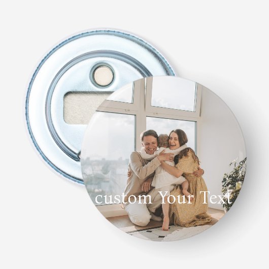 Aangepaste foto en tekst Persoonlijk Button Flesopener (Voorkant)