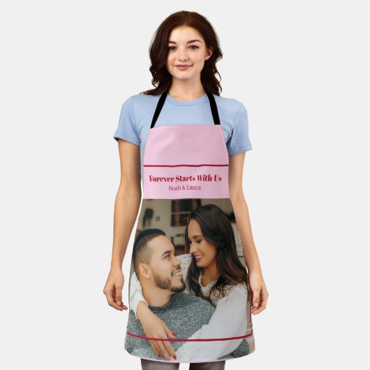 Aangepaste foto- en tekst romantisch cadeau - Gepe Schort (Gedragen)