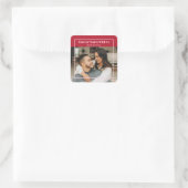 Aangepaste foto- en tekst romantisch cadeau - Gepe Vierkante Sticker (Tas)