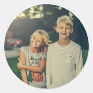 Aangepaste foto en tekst ronde sticker