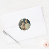 Aangepaste foto en tekst ronde sticker (Envelop)