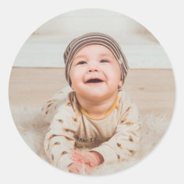 Aangepaste foto en tekst ronde sticker