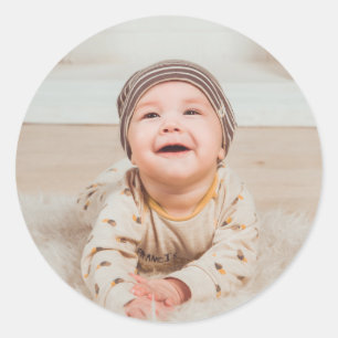 Aangepaste foto en tekst ronde sticker