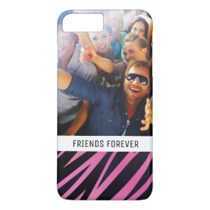 Aangepaste foto en tekst roze zebra streep achterg Case-Mate iPhone case