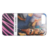 Aangepaste foto en tekst roze zebra streep achterg Case-Mate iPhone case (Achterkant (Horizontaal))