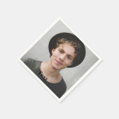 Aangepaste foto en tekst servet (Hoek)