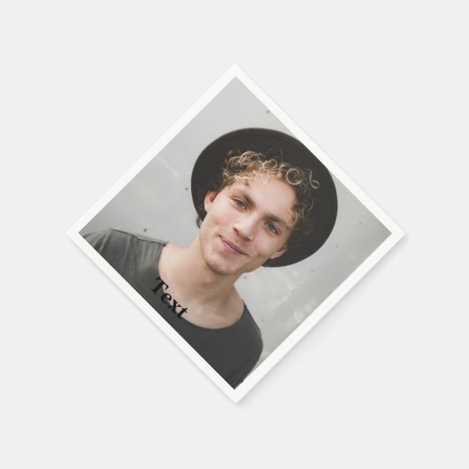 Aangepaste foto en tekst servet (Hoek)