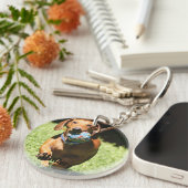 Aangepaste foto en tekst sleutelhanger (Voorkant Rechts)