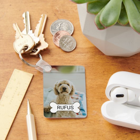 Aangepaste foto en tekst sleutelhanger (Bureau)