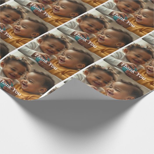 Aangepaste Foto en Tekst Sticker Cadeaupapier (Hoek)