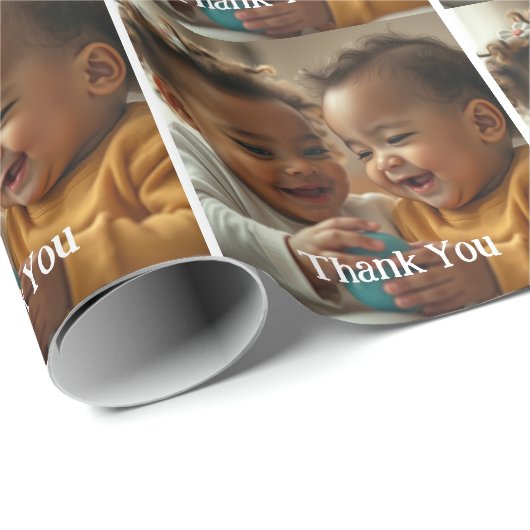 Aangepaste Foto en Tekst Sticker Cadeaupapier (Rol Hoek)