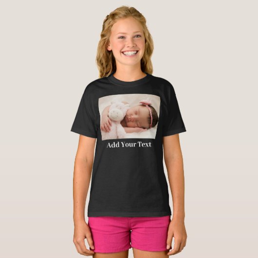 Aangepaste foto en tekst t-shirt (Voorkant volledig)