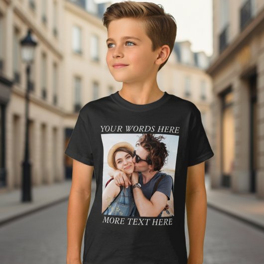 Aangepaste foto en tekst t-shirt