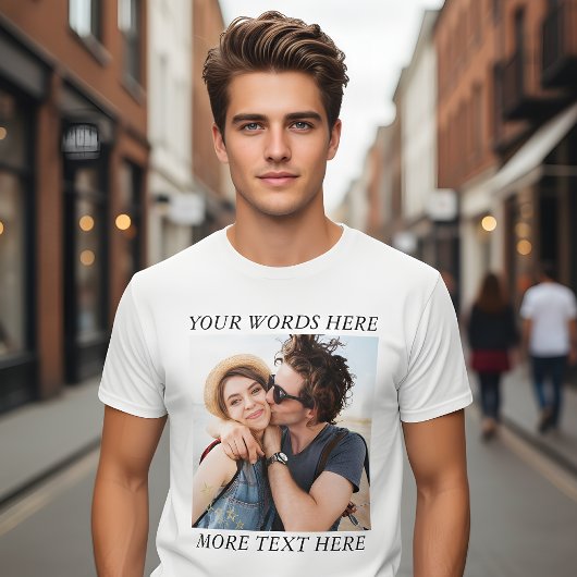 Aangepaste foto en tekst t-shirt