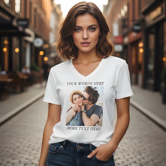 Aangepaste foto en tekst t-shirt