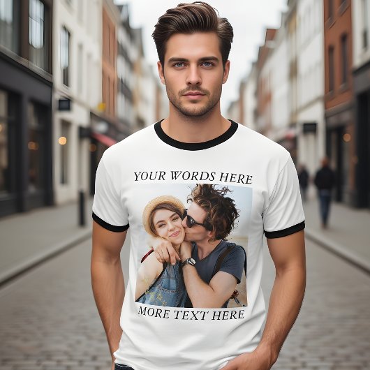 Aangepaste foto en tekst t-shirt