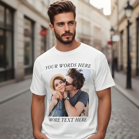 Aangepaste foto en tekst t-shirt