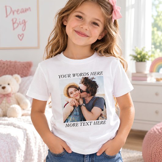Aangepaste foto en tekst t-shirt