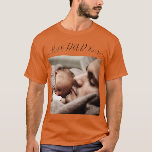 Aangepaste foto en tekst T-shirt - Beste DAD ooit (Voorkant)