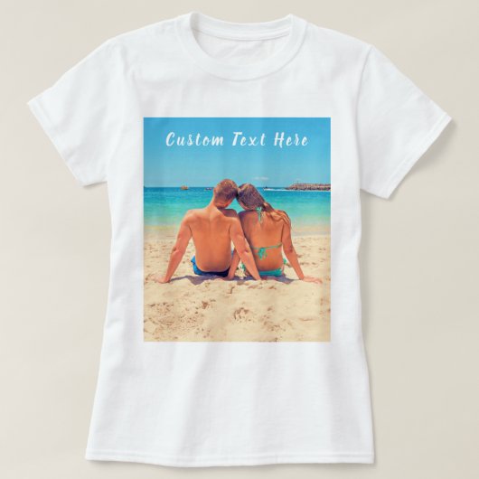 Aangepaste foto en tekst T-shirt met uw eigen ontw (Design voorkant)
