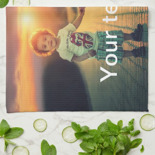 Aangepaste foto en tekst theedoek (Gevouwen)