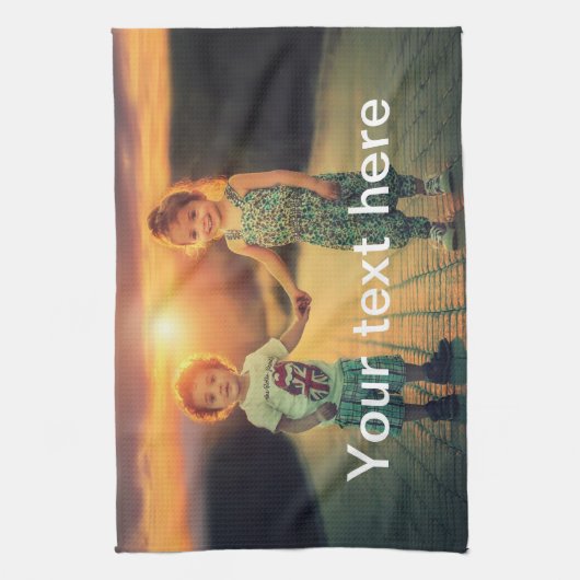 Aangepaste foto en tekst theedoek (Verticaal)