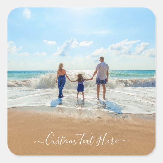 Aangepaste foto en tekst - Uniek uw eigen ontwerp Vierkante Sticker (Voorkant)