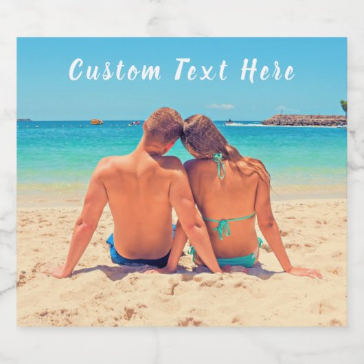 Aangepaste foto en tekst - Uw eigen ontwerp - Kopp Sparkling Wijnetiket (Enkel label)