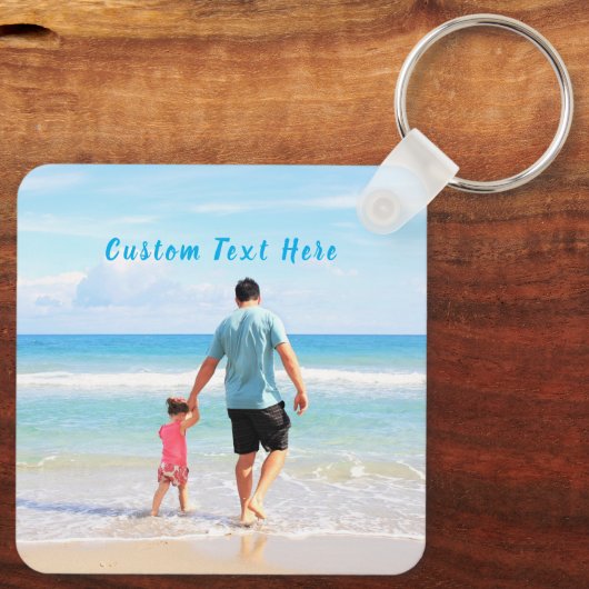 Aangepaste foto en tekst - uw eigen ontwerp - met  sleutelhanger (Achterkant)
