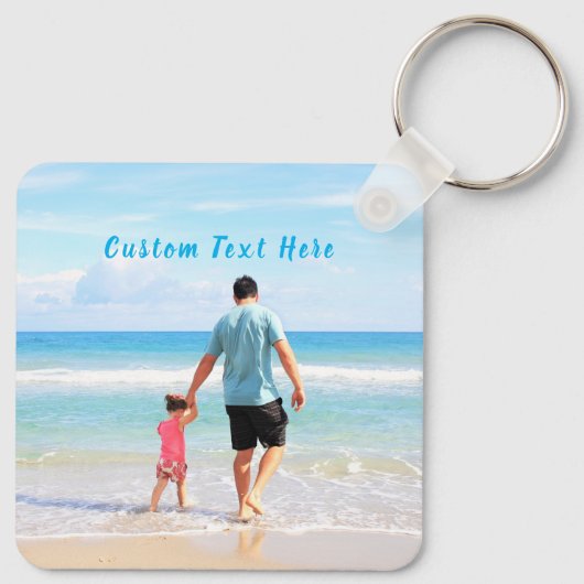 Aangepaste foto en tekst - uw eigen ontwerp - met  sleutelhanger (Achterkant)
