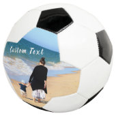 Aangepaste foto en tekst - uw eigen ontwerp - met  voetbal (Drie kwart)