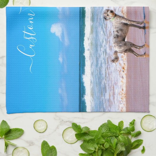 Aangepaste foto en tekst - Uw eigen ontwerp - Mijn Theedoek (Gevouwen)