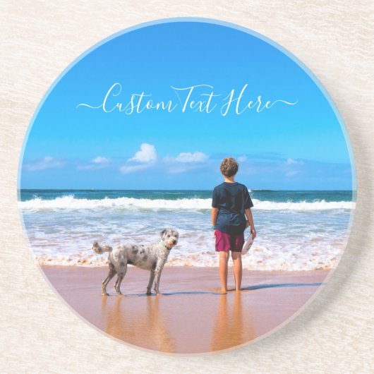 Aangepaste foto en tekst - Uw eigen ontwerp - Mijn Zandsteen Onderzetter (Voorkant)