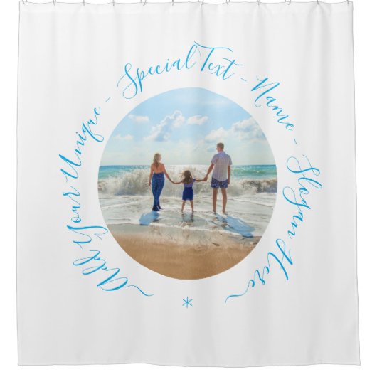 Aangepaste foto en tekst - Uw eigen ontwerp - Spec Douchegordijn (Voorkant)