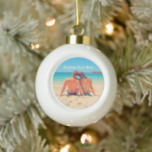 Aangepaste foto en tekst - Uw eigen ontwerp - Spec Keramische Bal Ornament